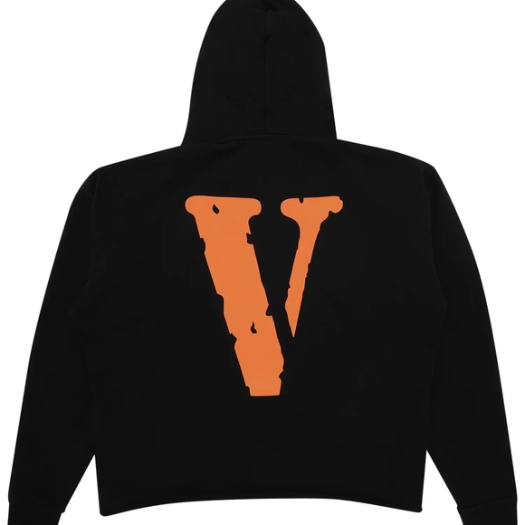 VLONE Black Hoodie with Orange 'FRIENDS' Print - Picture 2 of 3